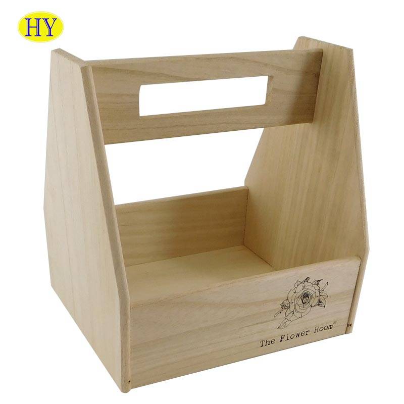 Wholesale Custom Unfinished  Wood Beer Carrier with Handle