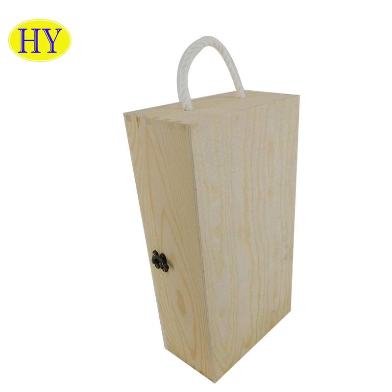 Custom bamboo wooden wine box for 2 bottle for sale
