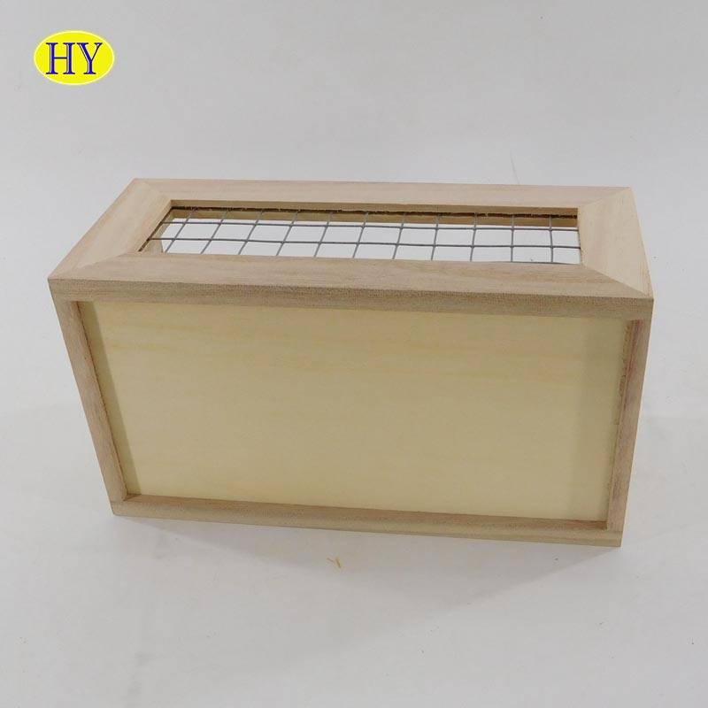 Cheap Discount Wooden Display Crates Product Factory - Wholesale  Custom Unfinished Wooden Crate With Wire Mesh – Huiyang