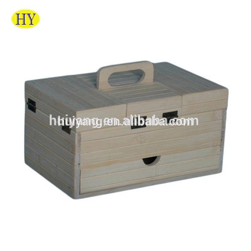 Manufacturer of Wooden Ring Box Wedding - Cheap New Unfinished Wooden Needlework Sewing Box Wholesale – Huiyang