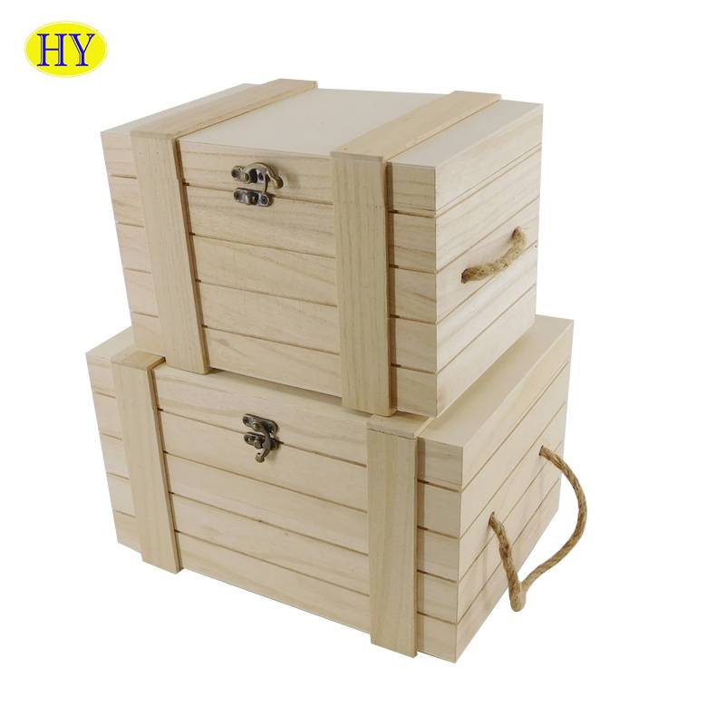 professional factory for Wood Flower Press - custom natural unfinished wood storage box wholesale – Huiyang