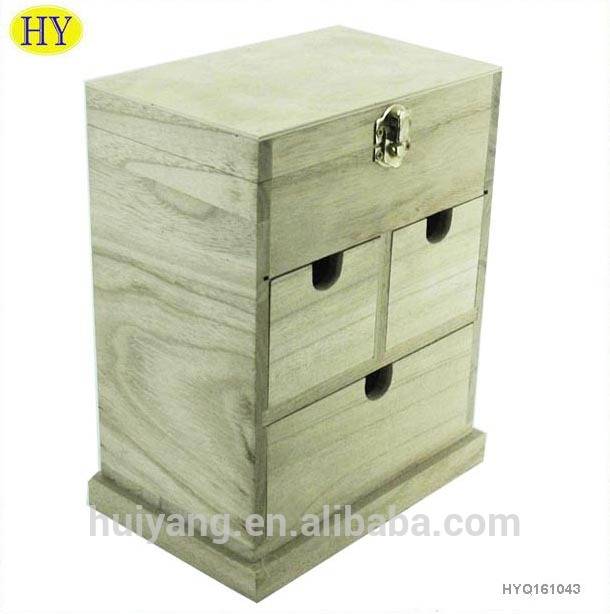 OEM manufacturer Wooden Compartment Box - Unfinished Small Wooden Desktop Drawer Organizer – Huiyang