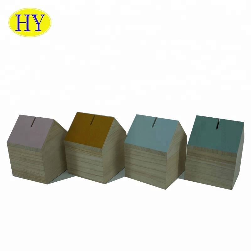 Best-Selling Wooden Serving Tray - House shape children's gift wooden savings coin wooden box – Huiyang