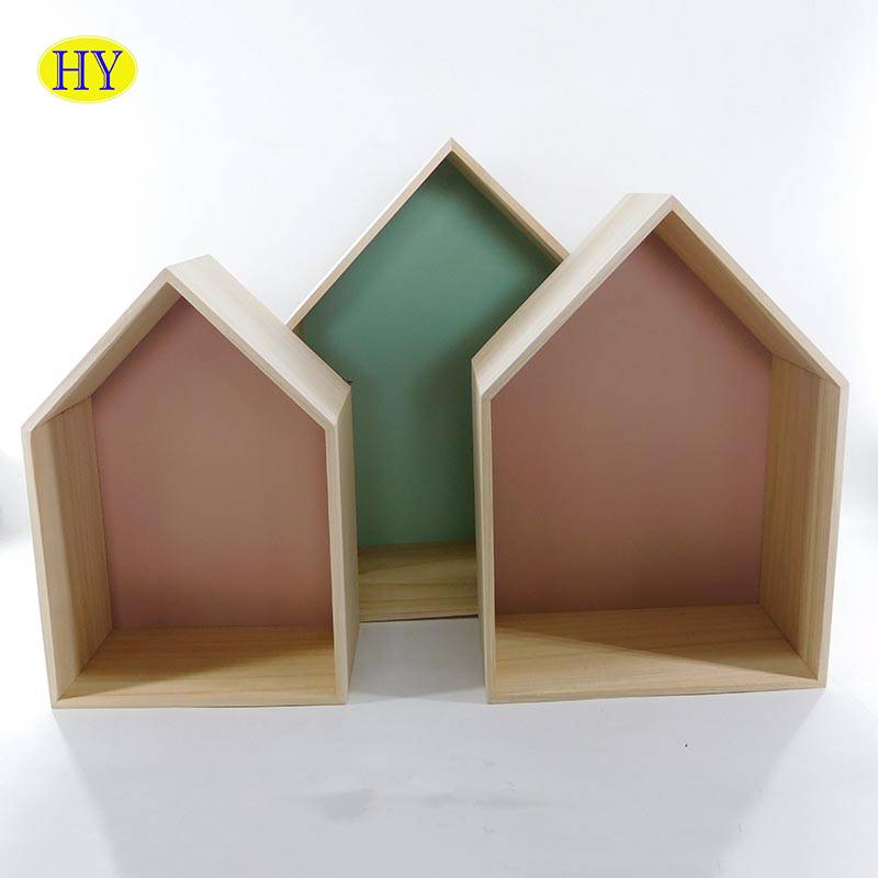 house shape wooden wall hanger for dIsplay wholesale