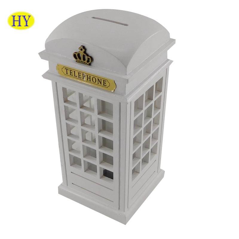 Cheap Discount Wooden Ring Box Wedding Product Factory - Wood London Telephone Booth Money Saving Box Coin Bank – Huiyang