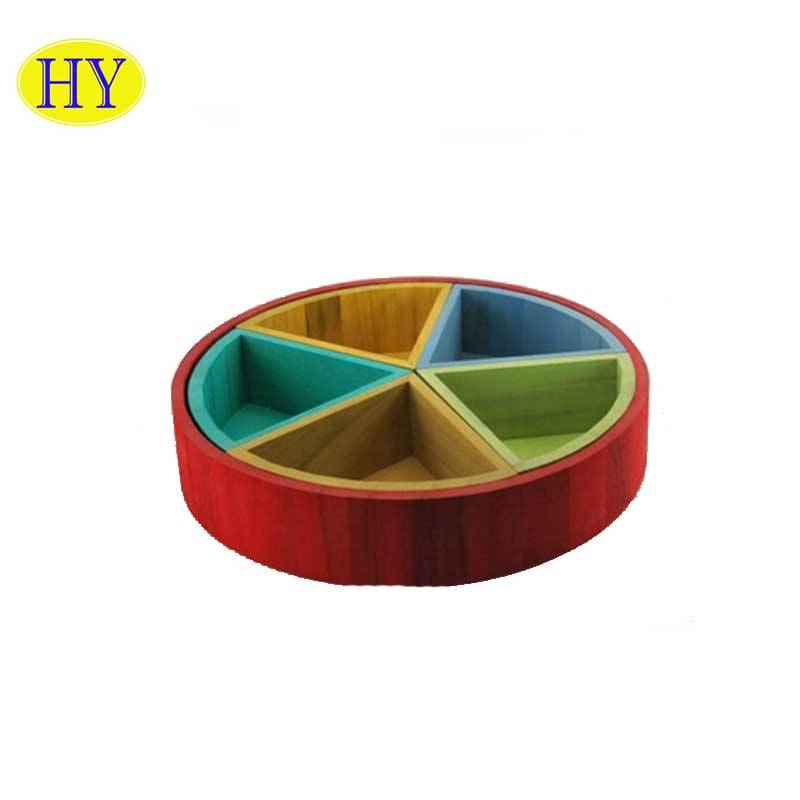 Low price for Wooden Champagne Box - Custom wholesale unfinished wooden candy tray with 5 compartments – Huiyang