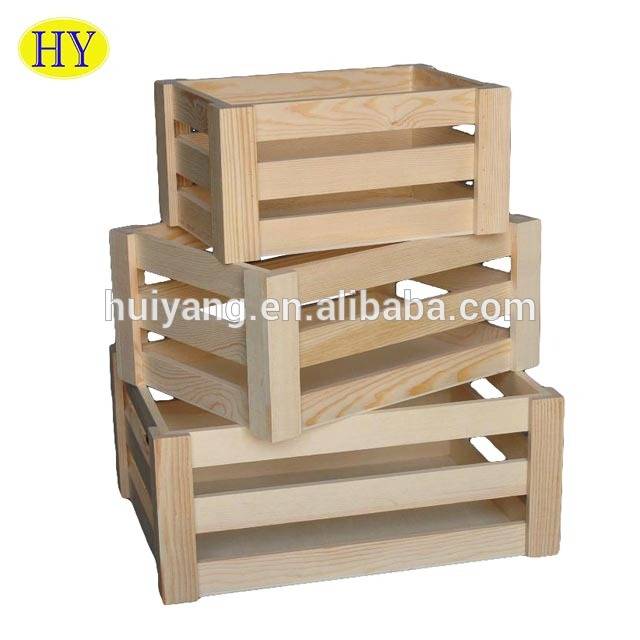 Cheap Discount Wooden Box With Wheels Product Factory - Cheap Natural Unfinished Strong Wooden Crate for Fruits or Vegetables – Huiyang