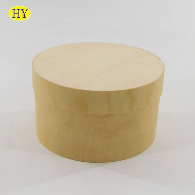 round shape veneer wood natural unfinished wood jewelry boxes wholesale