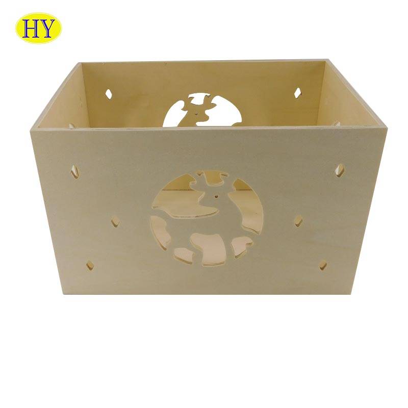 Cheap Discount Wooden Craft Crates Product Factory - Wholesale Carved Custom Unfinished Wooden Crate Box – Huiyang detail pictures