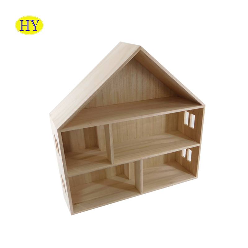 China Wholesale Wooden Desk Organizer Products Factories - custom natural unfinished house shape wood display – Huiyang
