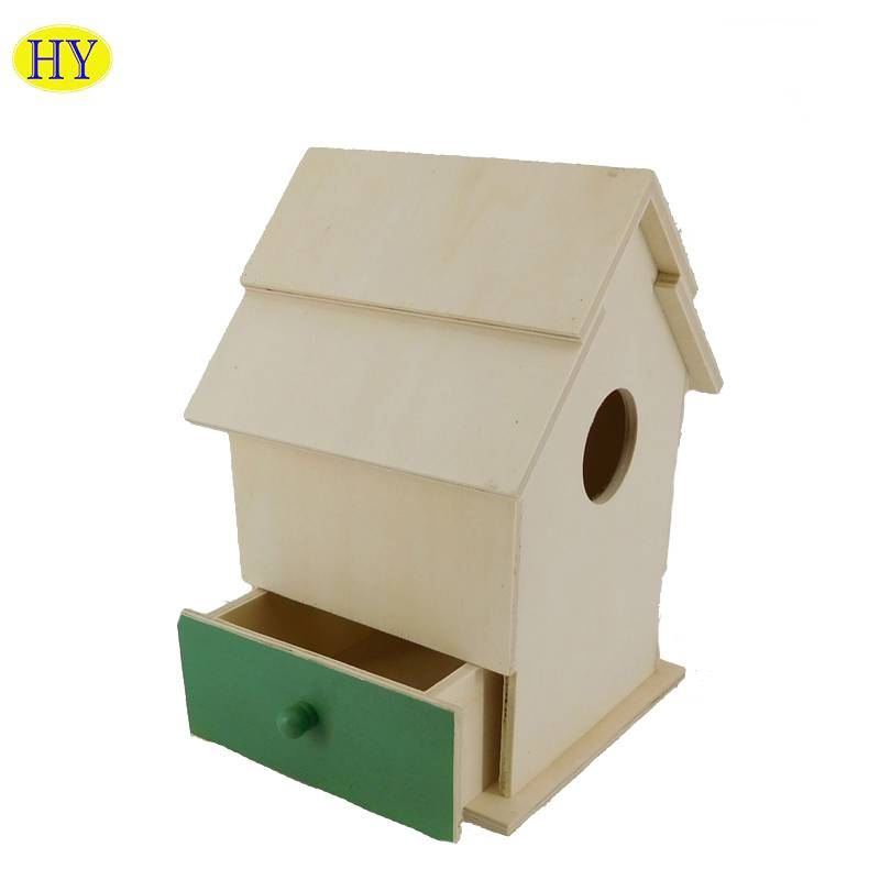 Small solid wooden hanging parrot cage house bird house