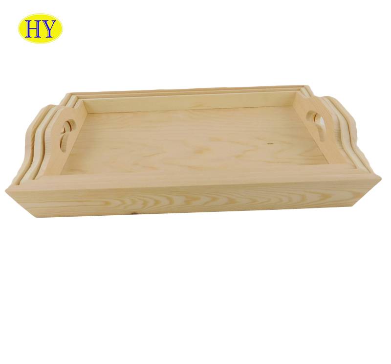 Factory directly supply Vintage Wooden Sewing Box - Wholesale Custom Unfinished Wood Serving Tray With Handle – Huiyang