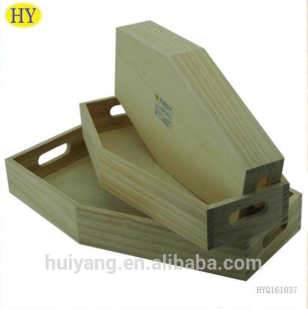 China Wholesale Black Wooden Tray Products Factories - Unfinished Small Coffin Shape Wood Tray – Huiyang