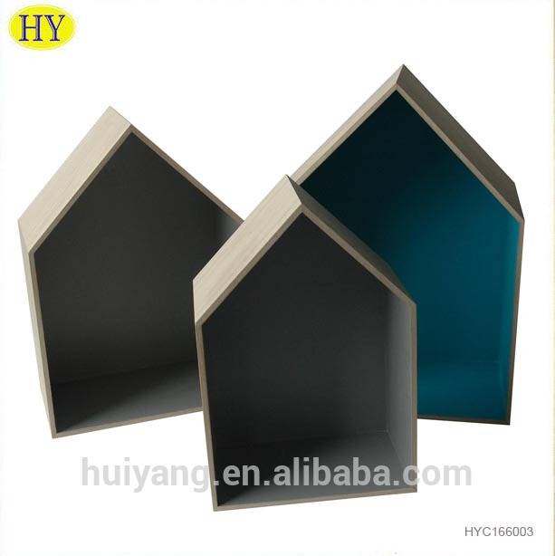 OEM Factory for Wholesale Wooden Boxes - Cheap house shape wall rack wooden shelf decorations – Huiyang