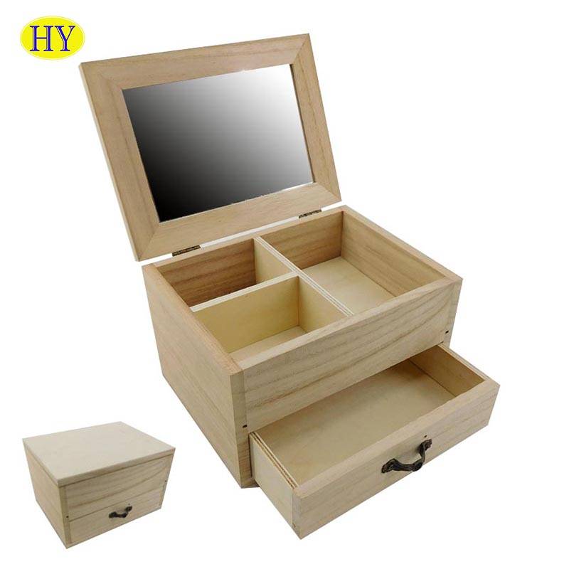 Chest Box Wood box with Drawers Wooden Desktop Organizer
