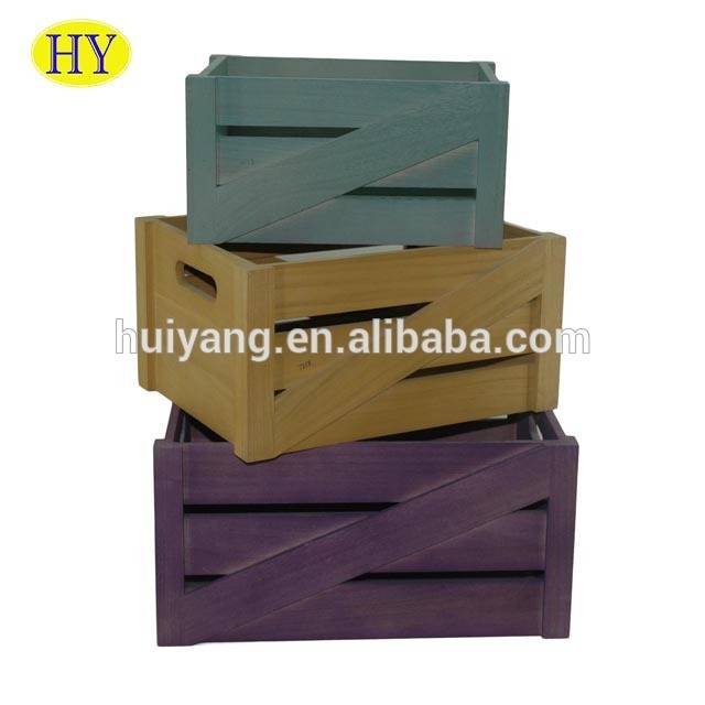 Cheap Discount Wooden Crates For Sale Products Factories - Custom Colored Solid Wood Milk Crates Wholesale for Sale – Huiyang