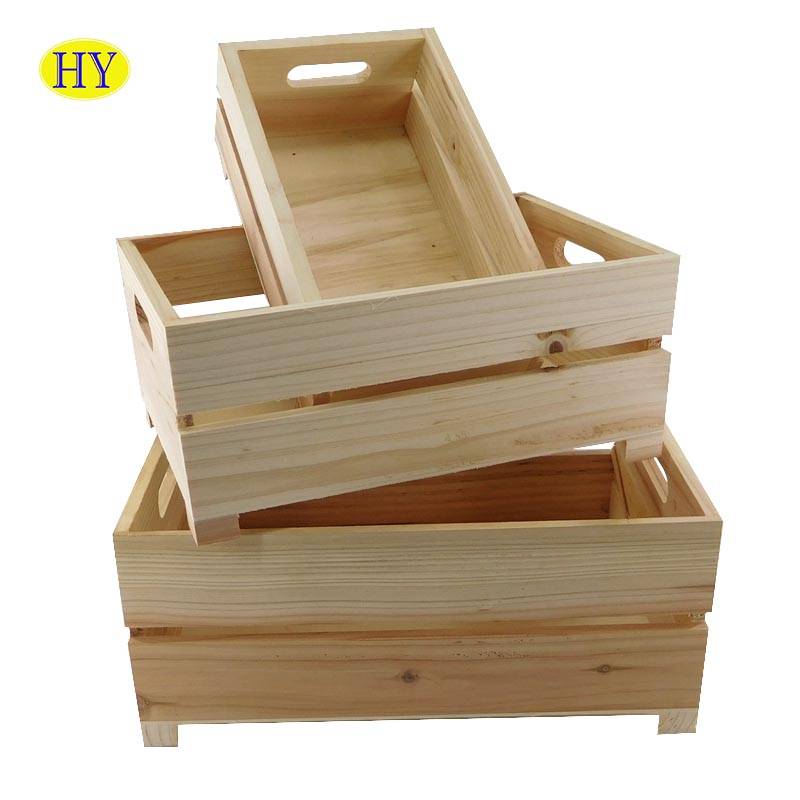 High Performance Wooden Milk Crates - Unfinished Cheap Small Wooden Food Fruit Tray Wood Tray Serving – Huiyang