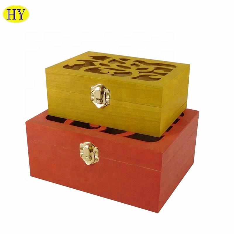 Cheap Discount Wooden Box With Hinged Lid Manufacturers Suppliers - Wholesale Custom Hand Antique Carved Packaging Wooden Gift Craft Box – Huiyang detail pictures