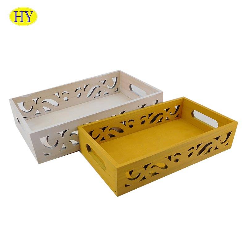 Factory Selling Customized Wooden Rectangular Tea Cup Tray Wooden Bread Tray Serving Tray