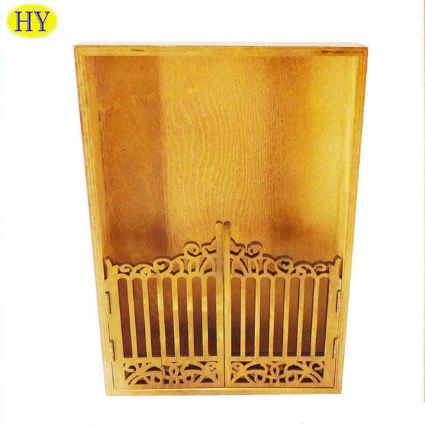 Customized Sizes Vintage Wooden Wall Shelf With Carved Door