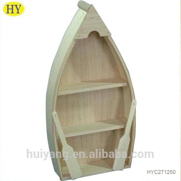 Fixed Competitive Price Wooden Craft Crates - Boat shape wholesale wooden rack shelves – Huiyang