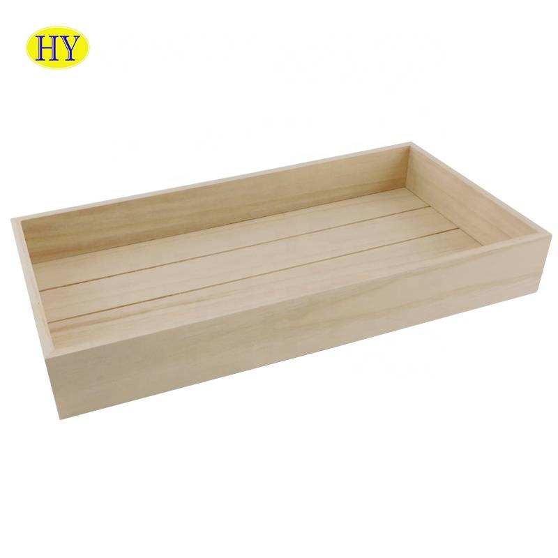 unfinished solid  plain natural wooden tray for  servicing  wholesale