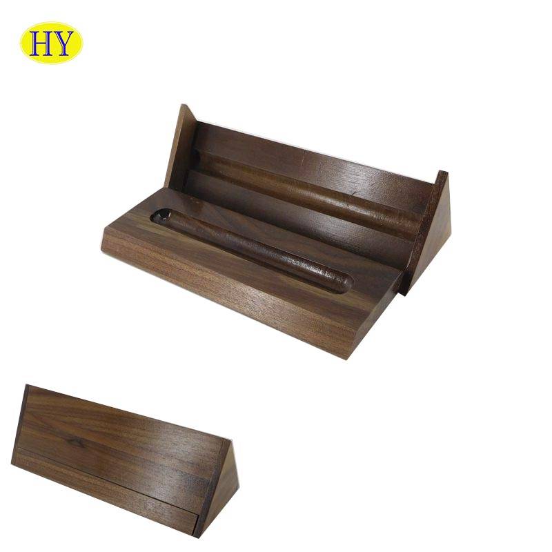OEM Customized Mdf Wooden Box – Wholesale Triangle Shape Vintage Luxury oak Wooden Pen Box – Huiyang