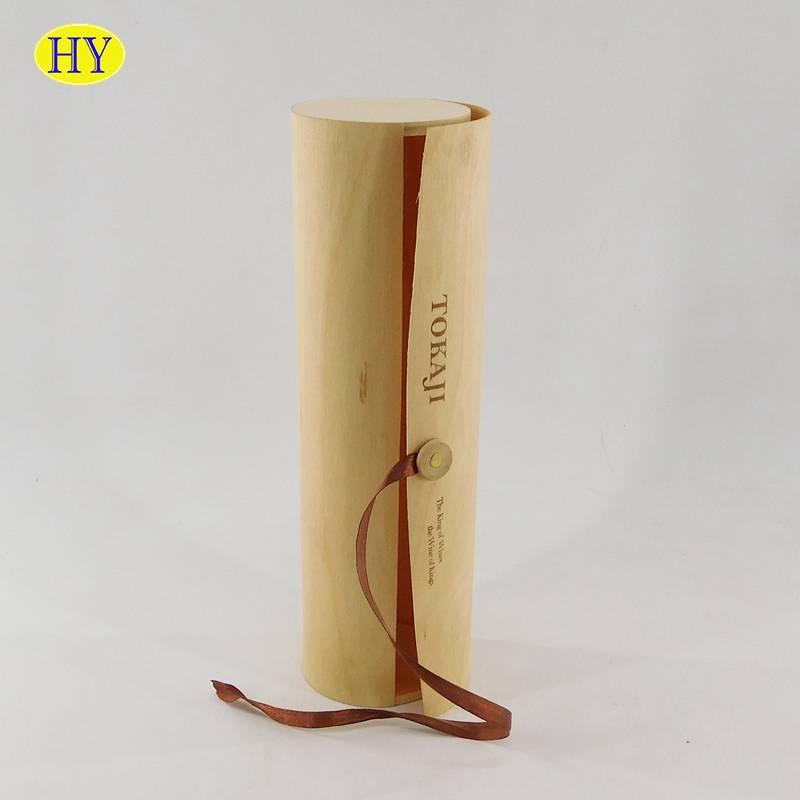China Wholesale Unfinished Wood Box With Lid Products Factories - natural unfinished cheap wood veneer wine bottle packaging box wholesale – Huiyang