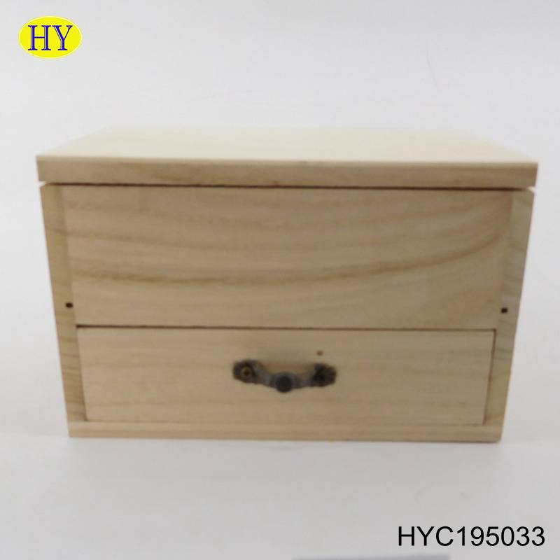 custom natural unfinished wooden cosmetic organizer with drawers wholesale
