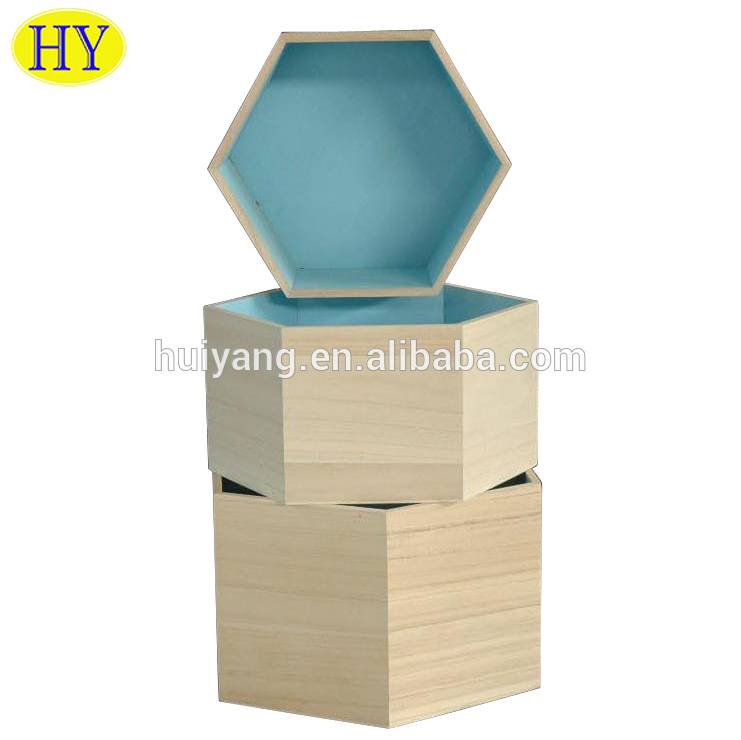 Factory supply custom hexagon decorative wooden floating shelf