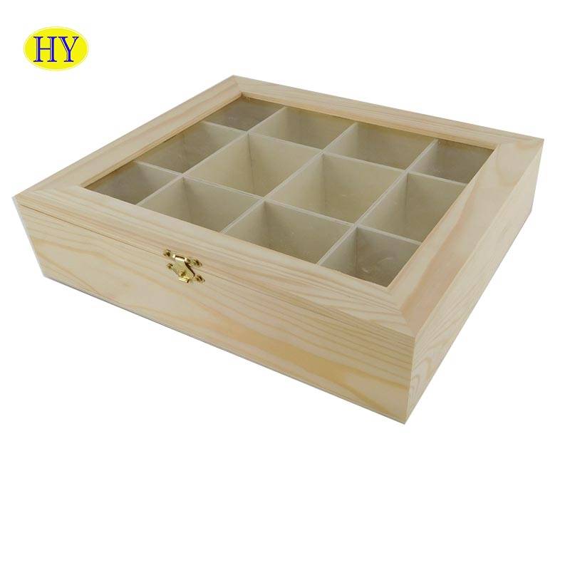 Wooden compartments jewelry box wood necklace ring display box