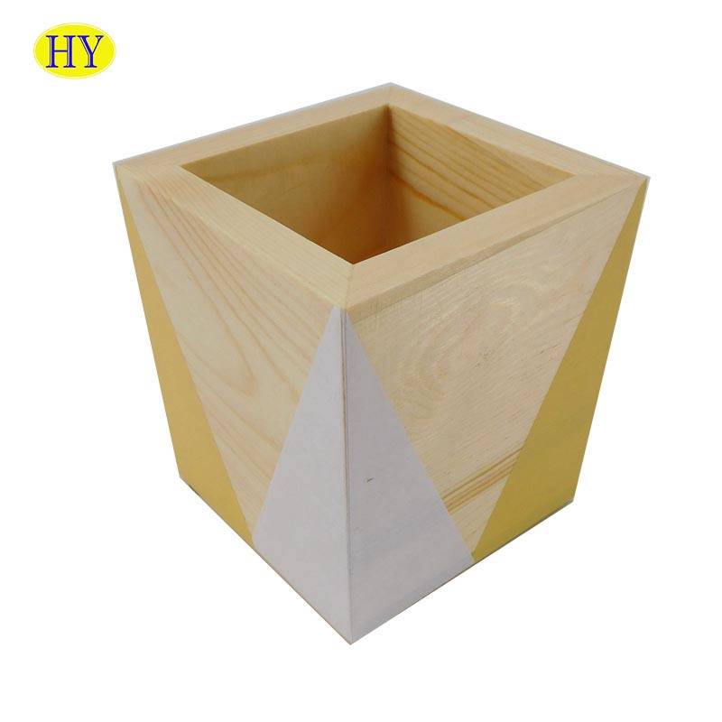 China Supplier Wooden Treasure Box - Wholesale Custom Home Decoration Square Wood Flower pot – Huiyang