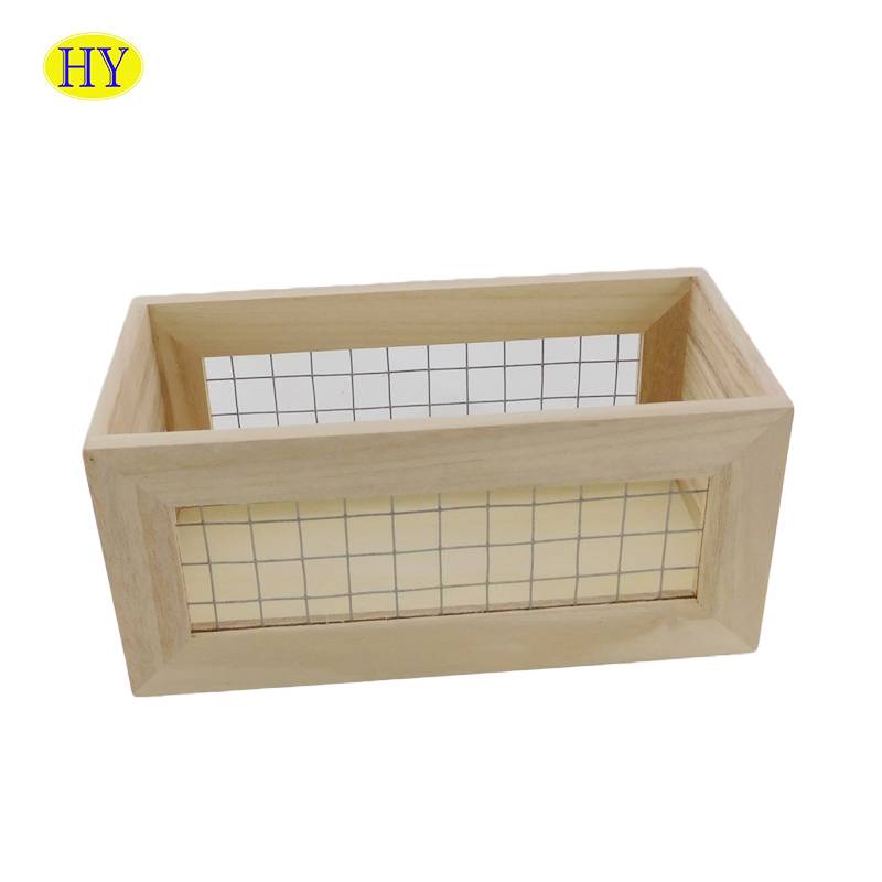 Cheap Discount Wooden Display Crates Product Factory - Wholesale  Custom Unfinished Wooden Crate With Wire Mesh – Huiyang