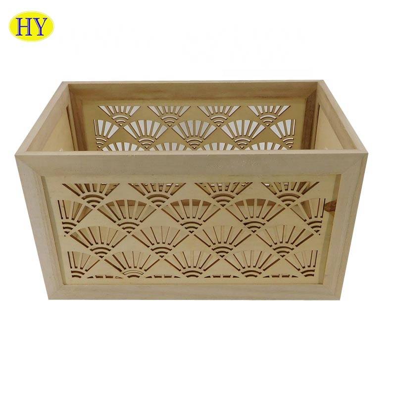 Low MOQ for Wooden Box With Handle - Popular famous wooden rectangle with hollow design storage organizer – Huiyang