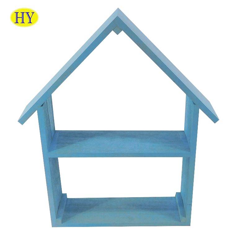 Factory directly Wooden Dolls House Furniture - Eco-Friendly Home Decoration Rack Wooden House Shape Wall Shelf – Huiyang