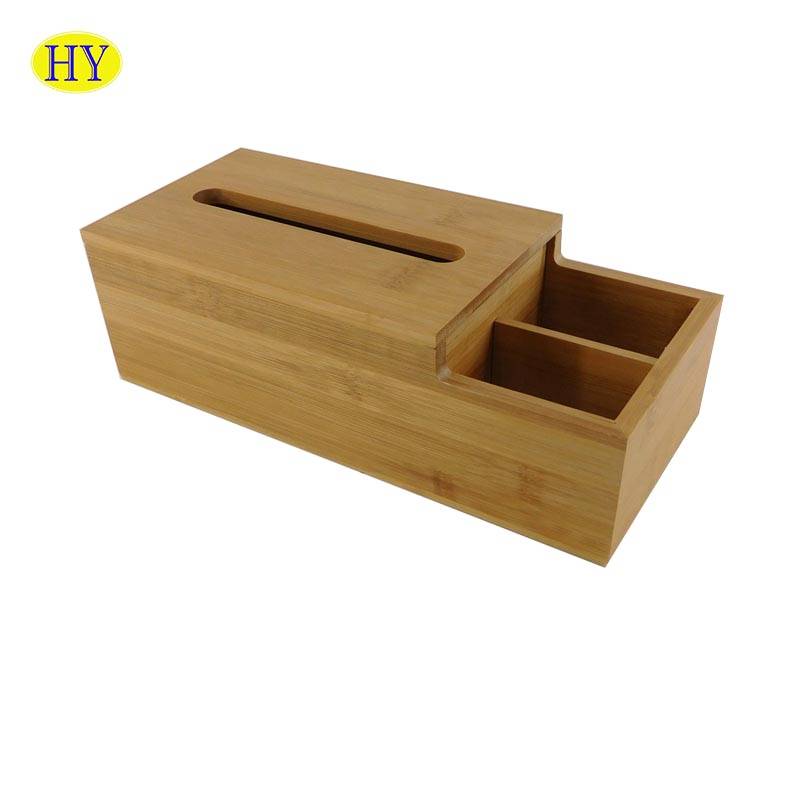 Fast delivery Wooden Wine Boxes Wholesale - Wholesale Custom Desktop Organizer Bamboo Tissue Box Cover Wood – Huiyang