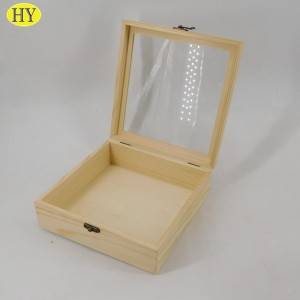 High Quality Slide Top Wooden Box - customized wood box with hinged glass lid for packaging wholesale – Huiyang