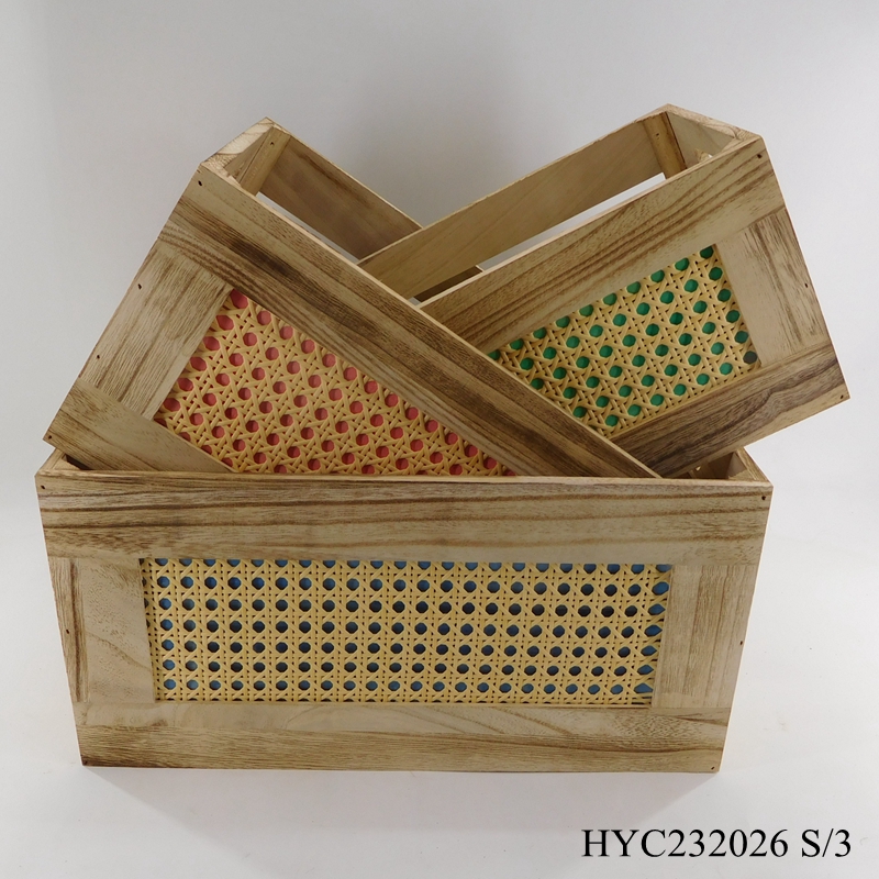 Custom new rattan design wooden storage box