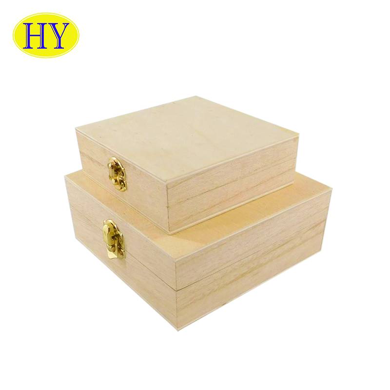 Unfinished Custom Simple Paulownia Wood Box 2pcs