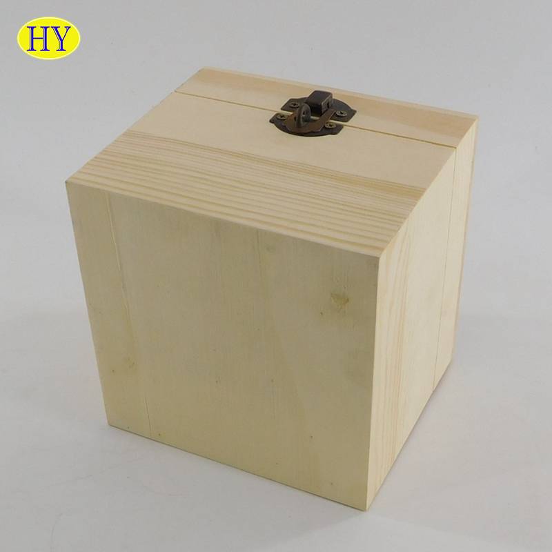 custom natural wood money saving box with hinged lid wholesale