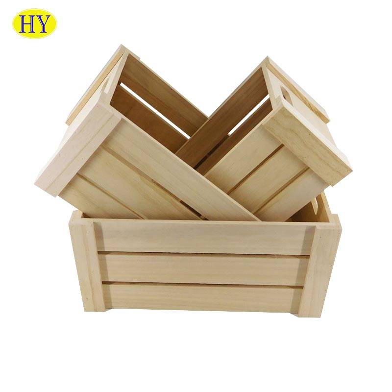 China Wholesale Wooden Tool Box Product Factory - Wholesale Unfinished Wooden Storage Crate Wood For Fruits – Huiyang