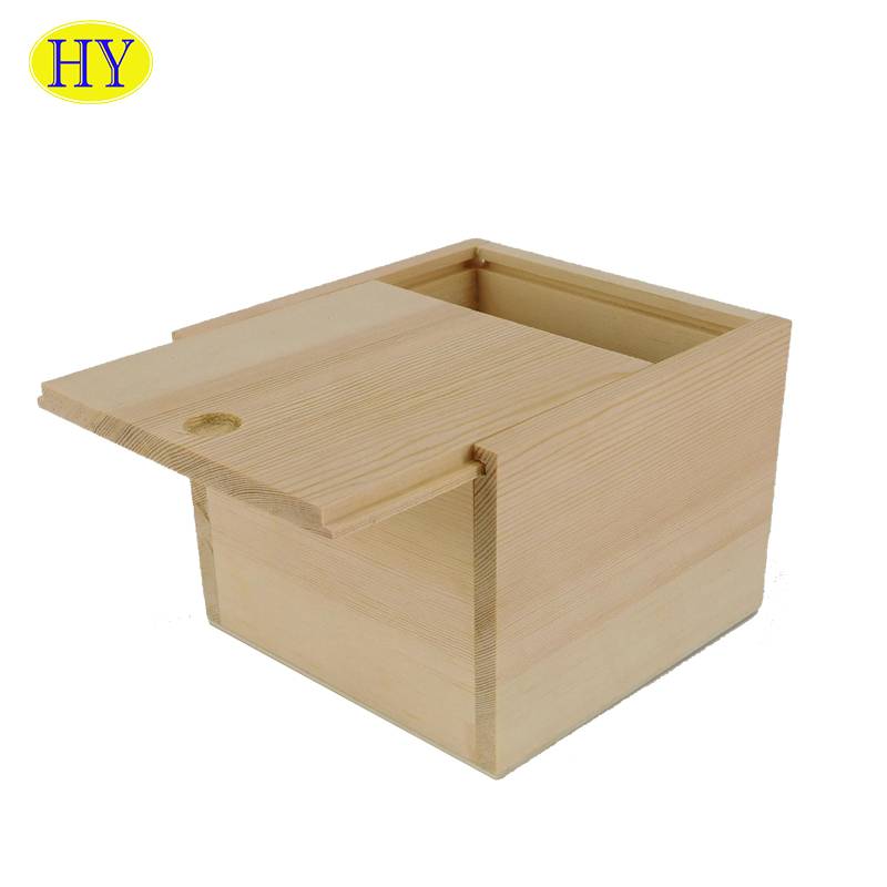 Eco-friendly pine wood Crafts gift Use Safety Sliding Lid Wood Gift Box
