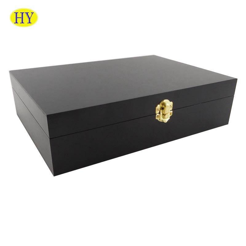 High definition Wooden Fruit Boxes - Wholesale Black Painted Wood Tool Storage Box – Huiyang