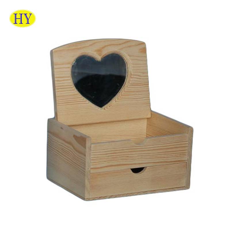 Factory Cheap Hot Heart Shaped Wooden Box - cheap solid wood organizer with mirror – Huiyang