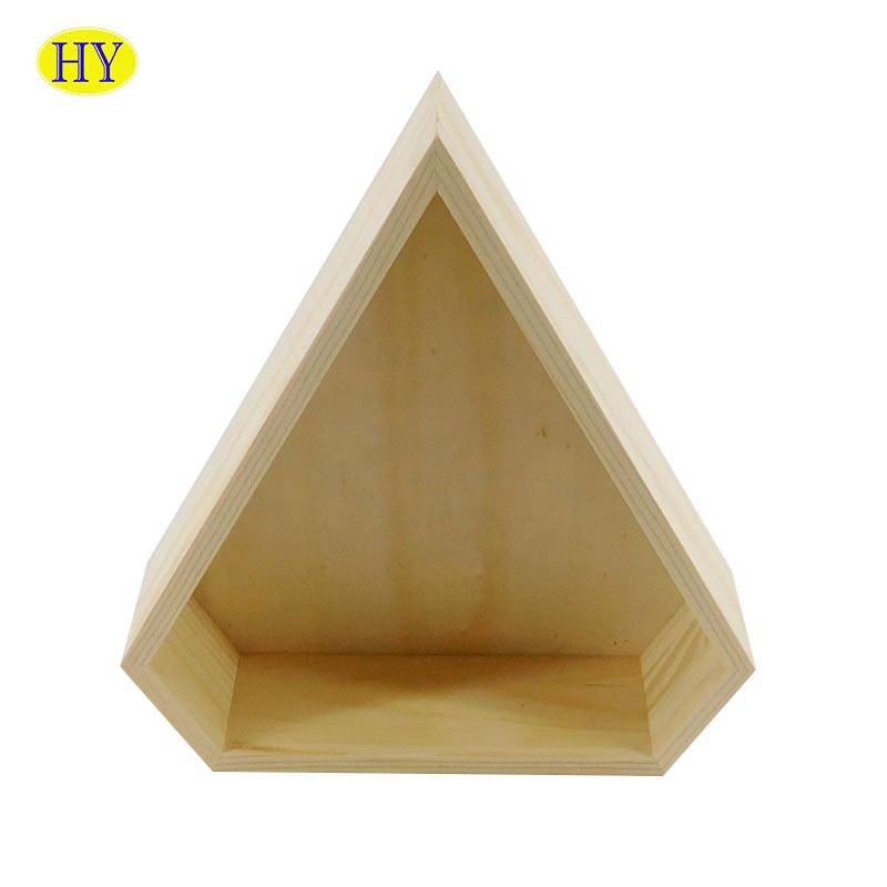 Wholesale Decorative Wall Shelf Diamond Shape Wood Shelf