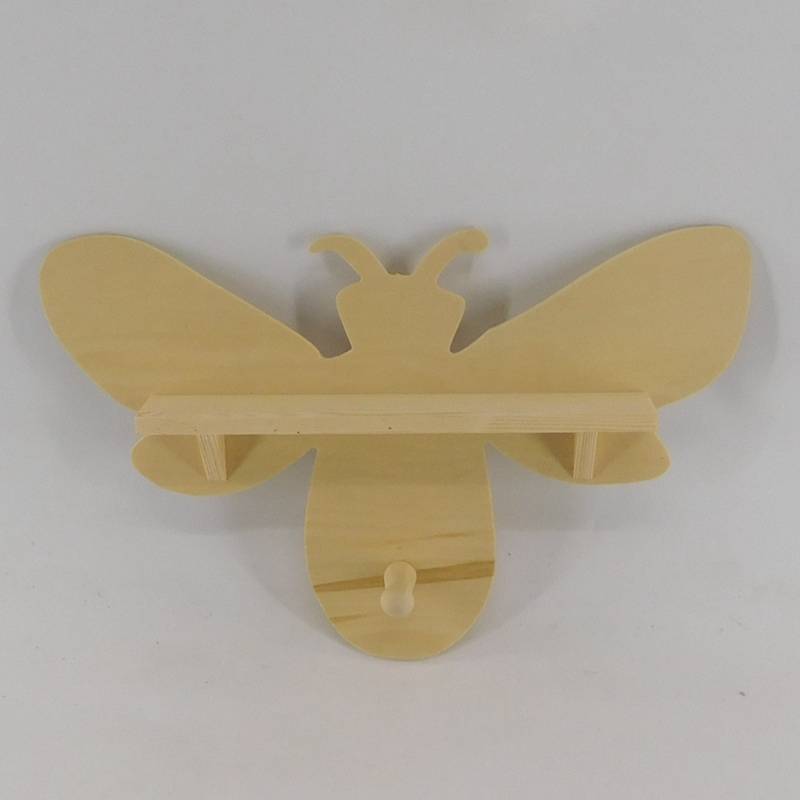 butterfly shape natural unfinished  wooden wall hanger with hook for clothes wholesale