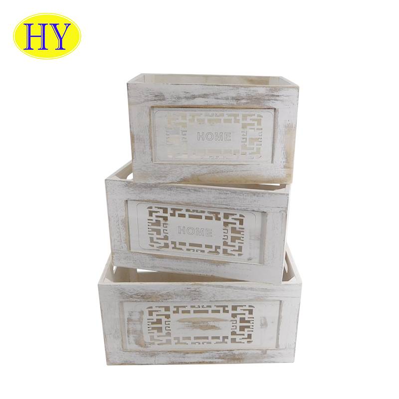 OEM Supply Unfinished Wood Box - Large wooden fruit vegetable crate wooden shipping crate decorative rustic – Huiyang
