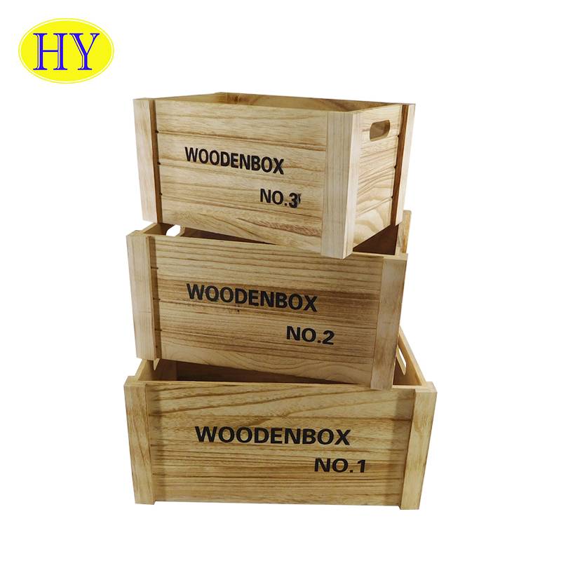 Wholesale cheap wooden storage fruit vegetables crates with Handles