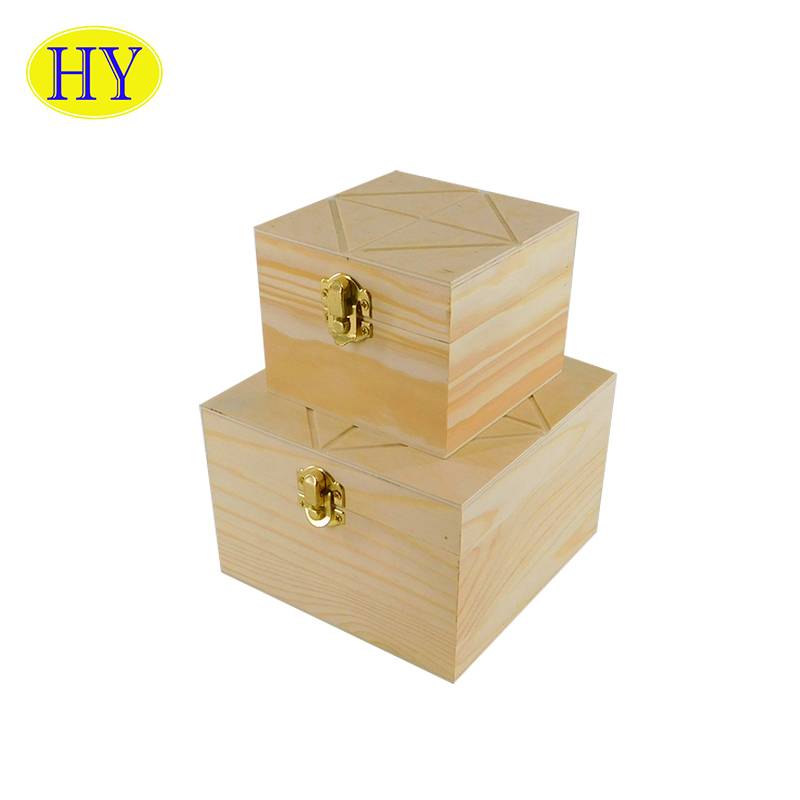 Wholesale rustic original pine wood unfinished wood box with lid