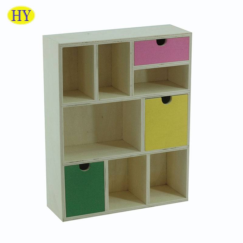 Wholesale Cheap Eco-friendly Wood Wall Shelf with Drawers